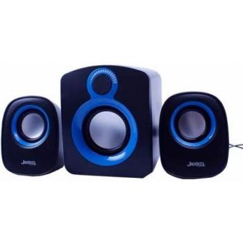 Jedel SD003 Compact 2.1 Desktop Speakers, 5W + 2x 3W, USB Powered, 3.5mm Jack, Black & Blue