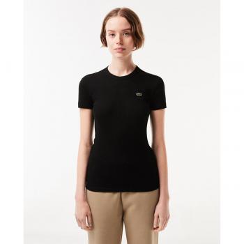 Lacoste TF5538-00 - Camiseta Slim Fit de Algodón Ecológico para Mujer con Logo Negro