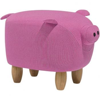 Taburete Infantil Piggy Amarillo de Tela con Patas de Madera