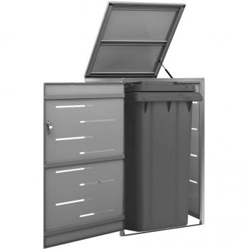 vidaXL Single Wheelie Bin Shed 69x77.5x112.5 cm Stainless Steel
