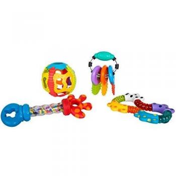 Playgro Set de Juegos Educativos con Sonajeros y Mordedores, 4 Piezas, A partir de los 6 meses, Multicolor, 40197