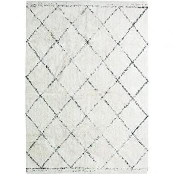Alfombra Berber de Algodón 190x290 cm con Motivos Rombos en Crudo Natural