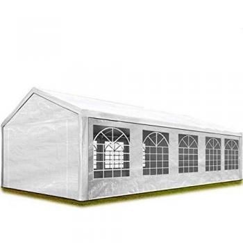 Carpa para fiestas Toolport 4x10 m en blanco, lona PE 350, impermeable, con protección UV
