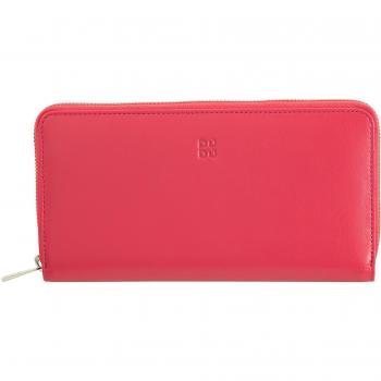Cartera grande de mujer Dudu de piel con cremallera RFID, cuero Nappa, cremallera alrededor, 14 bolsillos para tarjetas de crédito y agujeros para pantalones