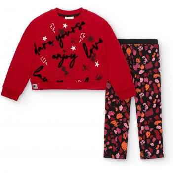 Conjunto de niña Tuc Tuc de sudadera roja con leggings estampados y manga larga Dark And Roses