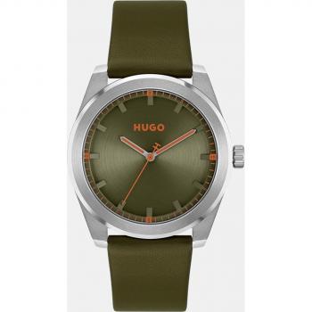 Hugo - Reloj de hombre Bright 1530351 de piel verde oliva, 3 agujas