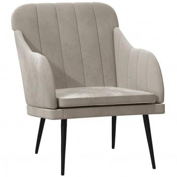 Sillón de terciopelo 63x76x80 cm en Gris claro, Gris oscuro y Rosa - Sillón cómodo para dormitorio y sala de estar
