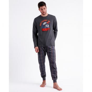 Pijama largo de hombre Disney Goofy Squares en color kaki