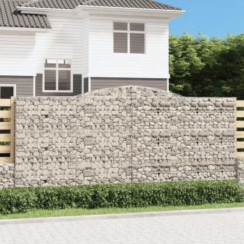 Cestas de gaviones de arco 4 piezas 400x50x180/200 cm Hierro galvanizado Plateado