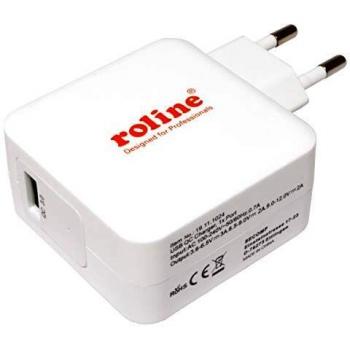 'ROLINE 19111024 USB Cargador con Conector Euro, 1 Port qc3.0, 24 W Color Blanco