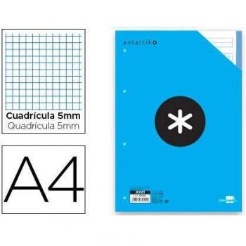 Recambio liderpapel A4 100 hojas 100g/m2 cuadro 5 mm 4 taladros bandas de 5 colores antartik.