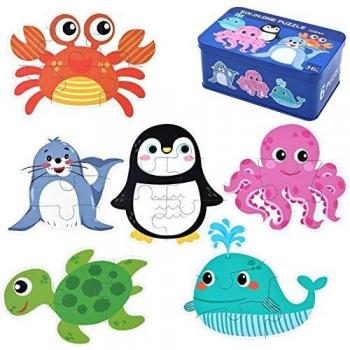 BBLIKE Juguetes Montessori Puzzle Infantil para niños, puzle de Madera, 6 Pack Rompecabezas Puzzle Juguetes Bebes para Niños de 1 2 3 4 5 Años Montessori Educativos Regalos 3D Patrón Puzles