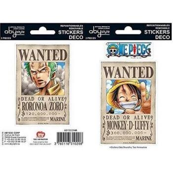 AbyStyle - Stickers - One Piece 16x11cm Wanted Luffy & Zoro - 3760116310208