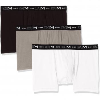 DIM Men's Cotton Stretch Boxer Briefs 3-Pack (Black/Grey/White)