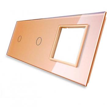 Frontal 3x cristal golden 1 hueco + 2 botones LEDBOX