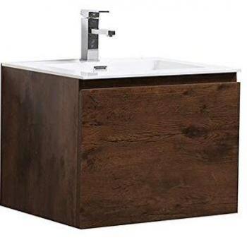 Mueble de baño Alice 600 - Efecto madera oscura - Sin espejo opcional