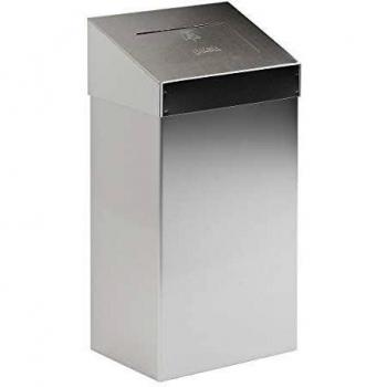 Contenedor de Basura con Tapa Push, Volumen 50L, Acero Inoxidable Mate, Dimensiones 38x68x25 cm