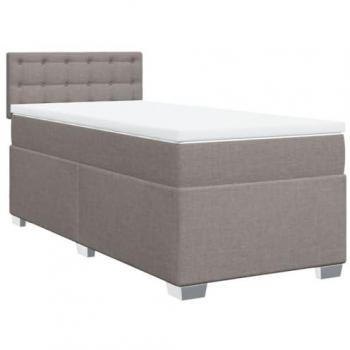 Cama Box Spring con colchón de tela gris taupe 100x200 cm