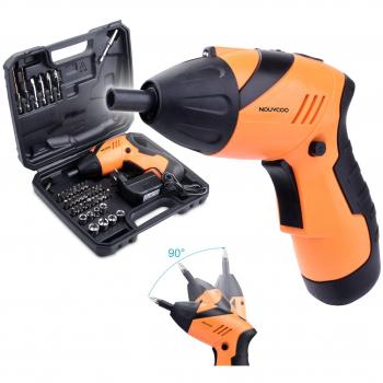 45 en 1 Taladro Destornillador Portátil, NOUVCOO Destornillador Eléctrico Recargable 4.8V con LED y 43pcs Tornillos Mangas y Brocas con Maletín NC09