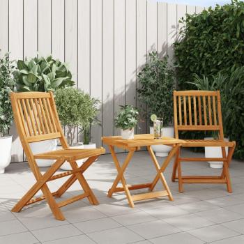 Juego de almuerzo de jardín plegable de 3 piezas en madera maciza de acacia color marrón