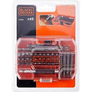 Black+Decker A7234-XJ A7234-XJ-Juego de 45 Piezas para Taladrar y Atornillar en Tough Case pequeño, 0 V, naranja