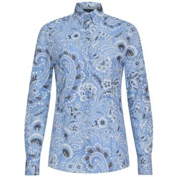 Etro Women's Cotton And Silk Blend Shirt in Clear Blue | Size 38 | WRIA002099SAE64X0880