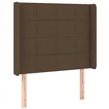 Cabecero con orejas de tela marrón oscuro 93x16x118/128 cm Tapizado Antimancha Acolchado Protector Elástico Prueba Polvo de Tela