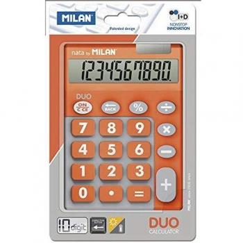 Calculadora Milan Duo de Sobremesa con 10 Dígitos y Teclas Grandes en Color Naranja