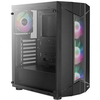 Aerocool SENTINEL, caja de PC ATX, cristal templado, 3 ventiladores RGB 120mm, Negro