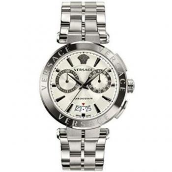 Versace Chronograph Silver Steel White Dial Watch for Men - Gray - Size: ONE SIZE