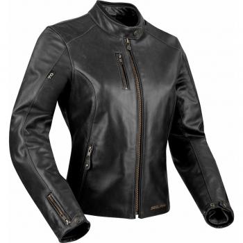 Chaqueta de Moto para Mujer Segura Laxey Negra - Cuero, Talla 44