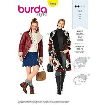 Burda Patrón de costura 6249, abrigo y chaqueta [mujer 34-44] para coser, ideal para principiantes [L2]