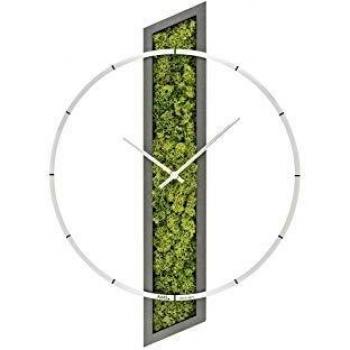 Reloj de pared AMS W9605, diseño colorido (antracita y verde), dimensiones 40cm x 5cm x 55cm, fabricado en Alemania, ideal para salón, comedor, cocina, oficina y pas