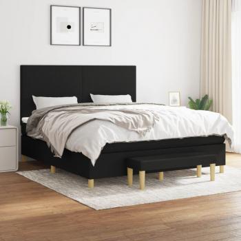 Cama box spring con colchón negro 180x200 cm en tela