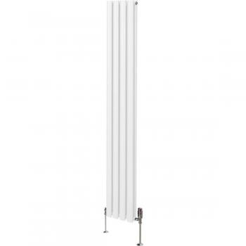 Radiador de Columna Ovalada Blanco 1800mm x 240mm con Válvulas Cromadas TRV y Kit de Fijación Montado en Pared