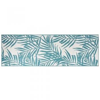 Alfombra de exterior reversible verde agua y gris 80x250 cm