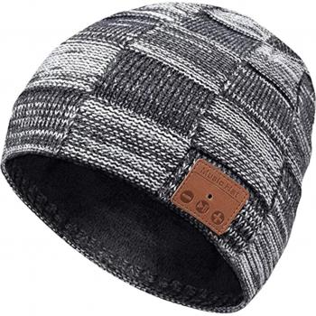 Gorro de Invierno con Bluetooth y Auriculares Estéreo Inalámbricos, Gorro de Punto con Manos Libres y Cable de Carga USB