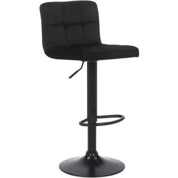 Taburete de bar ajustable giratorio en terciopelo negro Feni