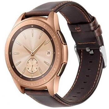 iBazal Correas 20mm Cuero Piel Pulseras Bandas Compatible con Galaxy Watch 42mm/Active 40mm/Huawei Watch 2/Gear S2 Classic/Gear Sport/Ticwatch 2/E/Moto/Pebble/Nokia Hombres - Café Estilo