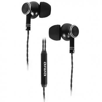 Aiwa ESTM-100BK, Auriculares In-Ear, Jack 3.5 mm, Negro