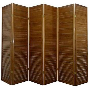 Biombo Persiana Turbo de Madera Marrón - 6 Paneles, 264 x 175 x 2 cm