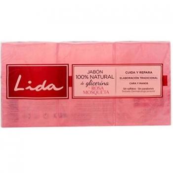 Lida Jabón 100% Natural de Glicerina y Rosa Mosqueta - 3 Unidades