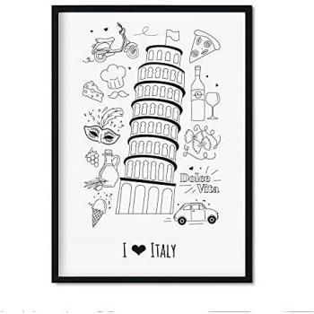 Lámina Decorativa de Italia - Póster A3 con Imágenes de Monumentos y Viajes para Decoración de Interiores