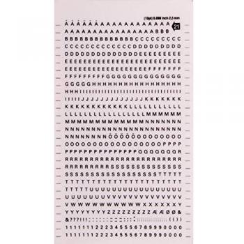 Letras y números transferibles - 2.5mm - 731 caracteres - fácil aplicación y gran adherencia - negros