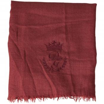 Dolce & Gabbana Maroon Cashmere Knit Wrap Shawl Fringe Scarf