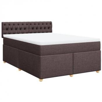 Cama box spring con colchón tela marrón oscuro 140x200 cm