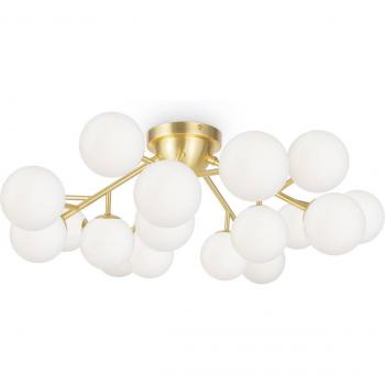 Lámpara de techo Dallas de Maytoni, 20 luces, altura 25 cm, dorada, moderna, en forma de globo, pantalla de coñac, tipo G9