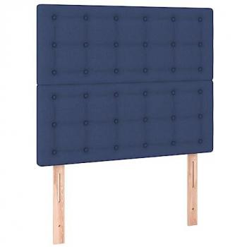 Cabecero con luces LED tela azul 90x5x118/128 cm
