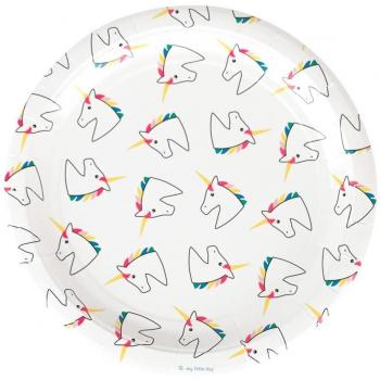 My Little Day MLD-ASLICO - Juego de 8 platos de papel, diseño de unicornio, multicolor