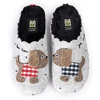 Slippers Dogs de Cuadros Color Gris Zapatillas de Estar por casa Mujer Invierno Otoño - 38 EU